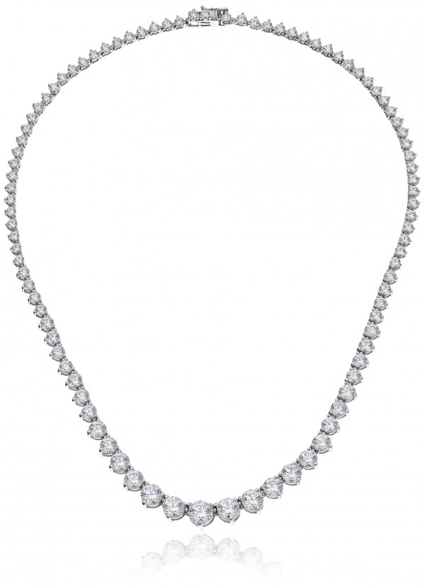 Platinum Plated Sterling Silver Riviera Necklace set