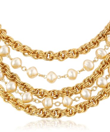 Ben-Amun Jewelry "Gold and Pearl" Multi-Row Necklace