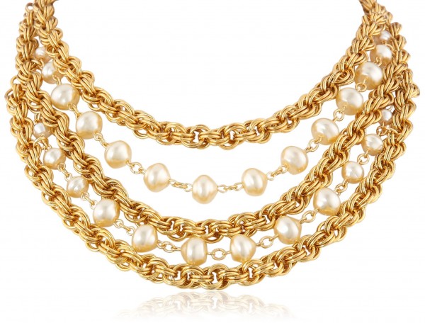 Ben-Amun Jewelry "Gold and Pearl" Multi-Row Necklace