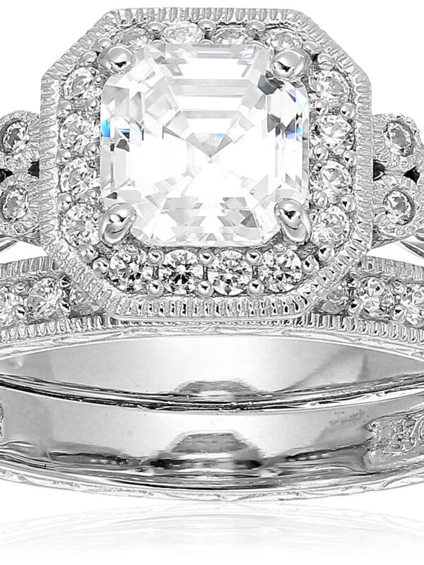 Platinum-Plated Sterling Silver Antique Ring set