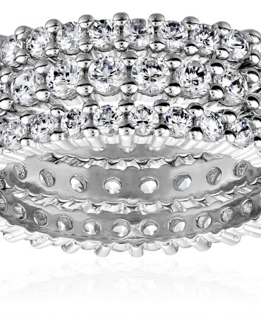 Cubic Zirconia All-Round Band Stacking Ring Set