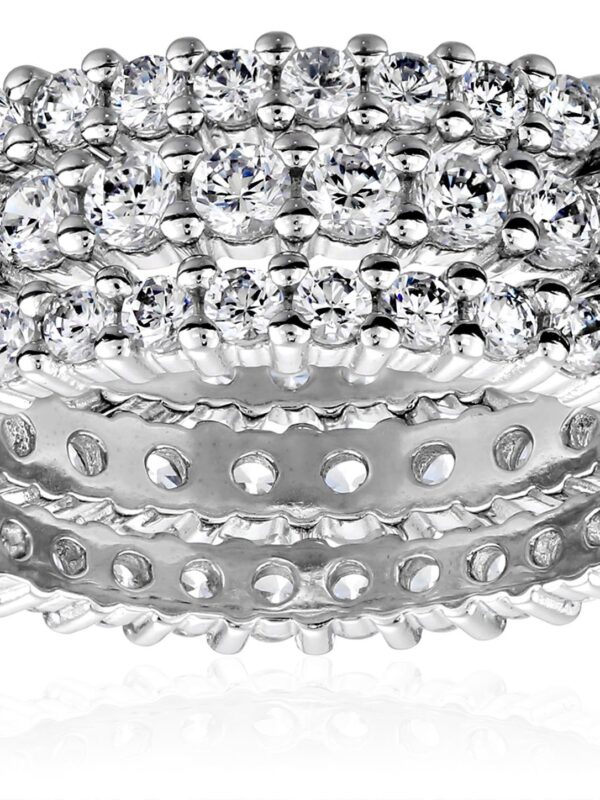 Cubic Zirconia All-Round Band Stacking Ring Set