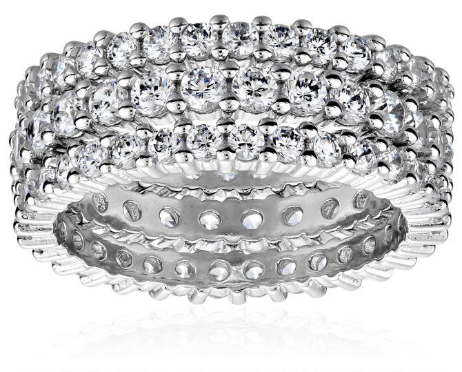 Sterling Silver Cubic Zirconia All-Around Ring Set