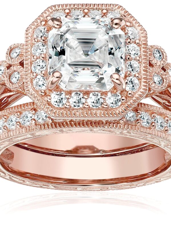 Rose-Gold-Plated Sterling Silver Antique Ring set