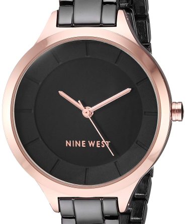 Nine West Women's Rose Gold-Tone and Gunmetal Bracelet Watch