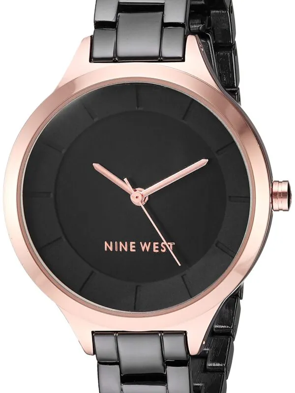 Nine West Women's Rose Gold-Tone and Gunmetal Bracelet Watch