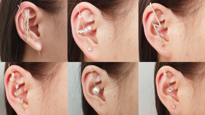 Wrap Crawler Hook Hypoallergenic Stud Earrings Set