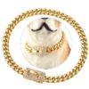 Diamonds 18K Gold Dog Chain Collar with Design Secure Buckle Bling