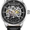 Black Leather Watch Strap Stuhrling Original Mens Automatic Watch Skeleton