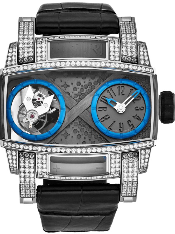 Flying Tourbillon Romain Jerome Grey/Blue Dial Moon DNA Diamond Set