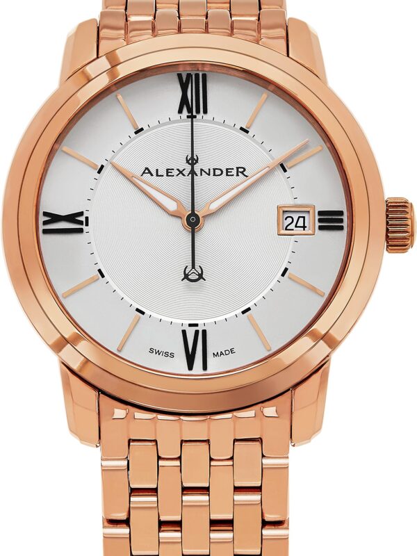 Alexander Heroic Macedon Mens Rose Gold Watch Metal Band