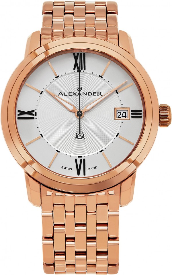 Alexander Heroic Macedon Mens Rose Gold Watch Metal Band
