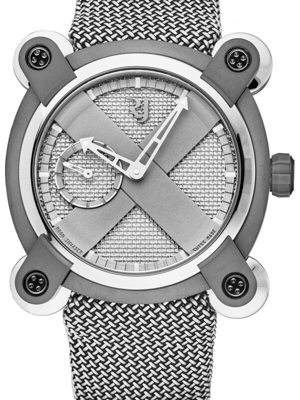 Romain Jerome "Moon Invader" Gray Dial Swiss Automatic Watch with Titanium Case and Mesh Strap 