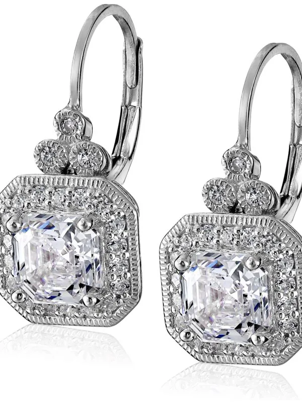 Platinum Plated Sterling Silver Antique Drop Earrings se
