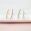 14K White Gold Plated Crawler Earrings Cuff Studs
