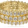 18k Yellow Gold Plated Three Sterling Silver