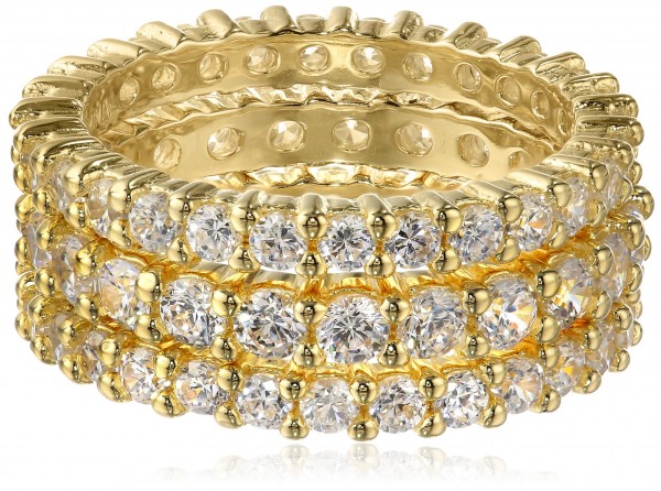 18k Yellow Gold Plated Three Sterling Silver