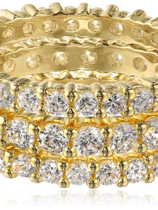 18k Yellow Gold Plated Three Sterling Silver