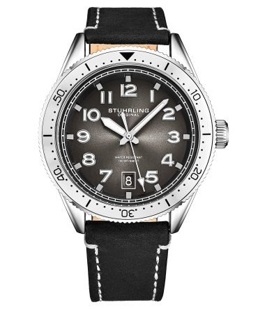 Stuhrling Original Mens Watch -Black Leather Dress Watches