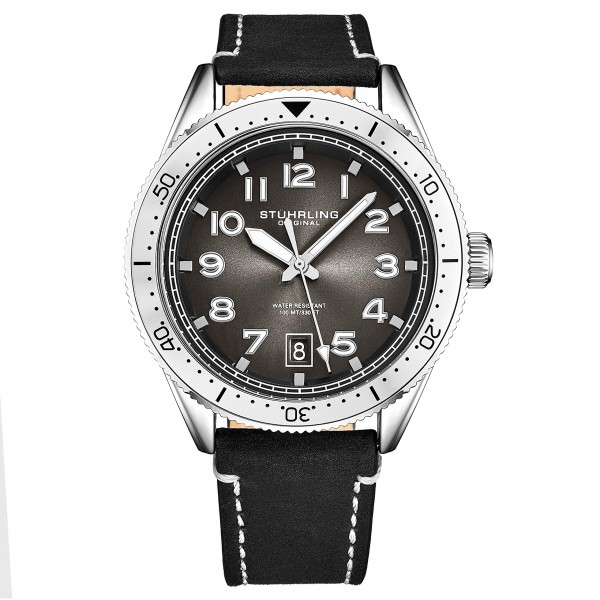 Stuhrling Original Mens Watch -Black Leather Dress Watches