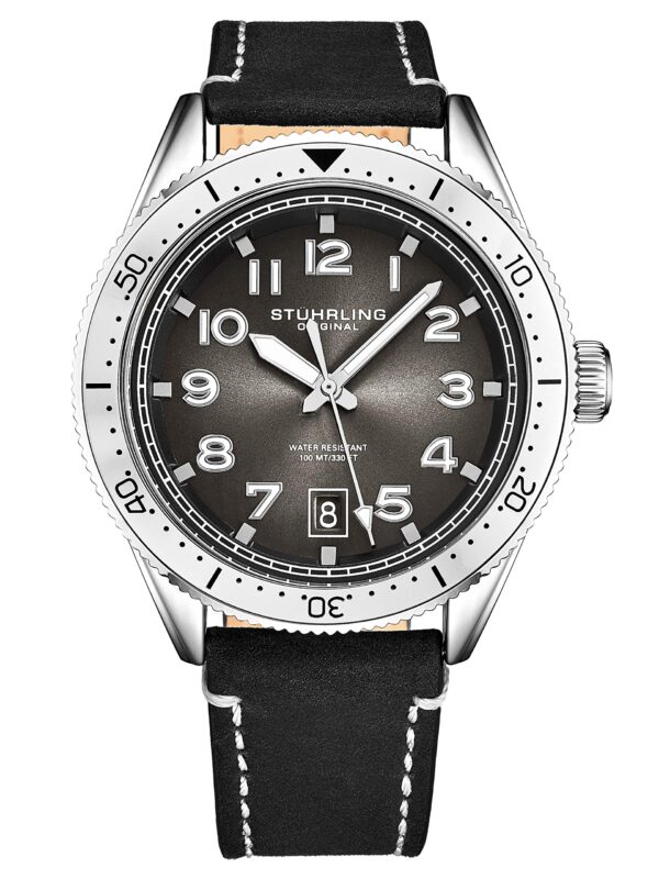 Stuhrling Original Mens Watch -Black Leather Dress Watches