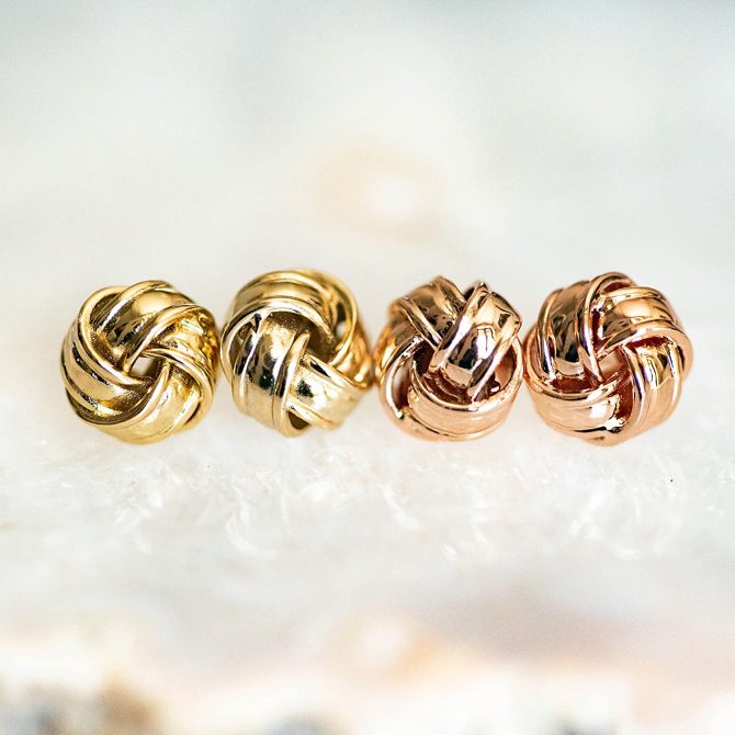 14K Yellow Gold Plated Sterling Silver Post Love Knot Stud Earrings