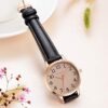 Women's Rose Gold and Black Leather Band Swiss Made
