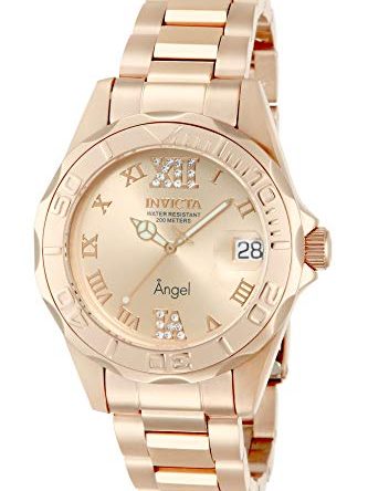 Invicta Angel: A Timelessly Elegant Rose Gold Tone Quartz Watch for Women - 38mm Rose Gold Stainless Steel.