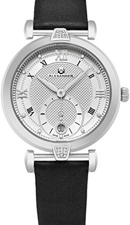 Alexander Monarch Olympias Date Diamond Silver Large Face Watch