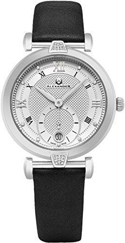 Alexander Monarch Olympias Date Diamond Silver Large Face Watch