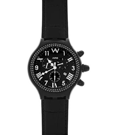 Aire Parlay Swiss Made Chronograph Quartz Over-Sized Black Watch