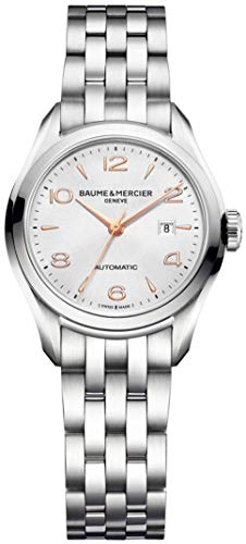 Baume & Mercier Clifton: A Swiss Made Automatic Luxury Dress Watch for Women - 30mm Silver Analog Face with Second Hand, Date and Sapphire Crystal - Stainless Steel.