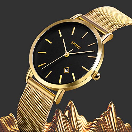 Timeless Elegance: Waterproof Quartz Analog Watches with Stainless Steel Mesh Bands