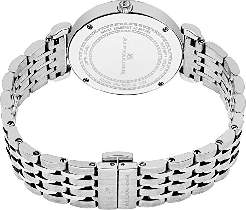 Alexander Monarch Olympias Date Diamond Silver Large Face Watch for Women