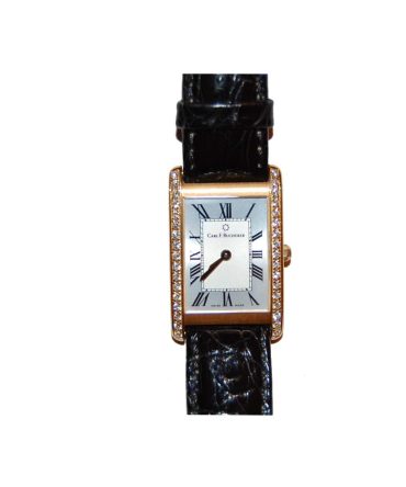 Carl BUCHERER Ladies' 18 K Gold Tank Wrist Watch with Diamonds.