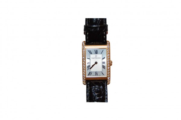 Carl BUCHERER Ladies' 18 K Gold Tank Wrist Watch with Diamonds.