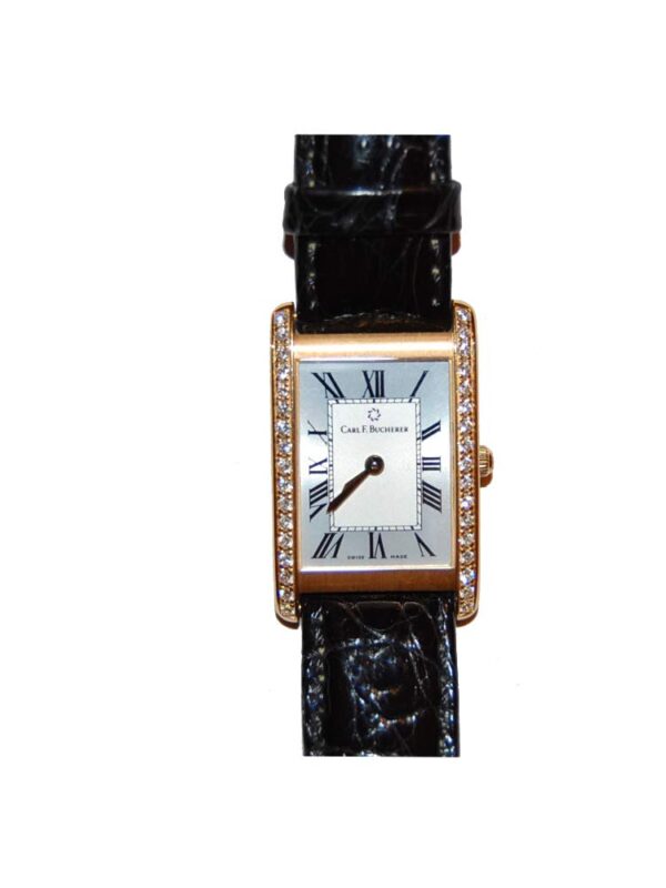 Carl BUCHERER Ladies' 18 K Gold Tank Wrist Watch with Diamonds.