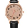 Elegant and Good Trend: Women's Rose Gold and Black Leather Band Swiss Made Waterproof Watch for Women.