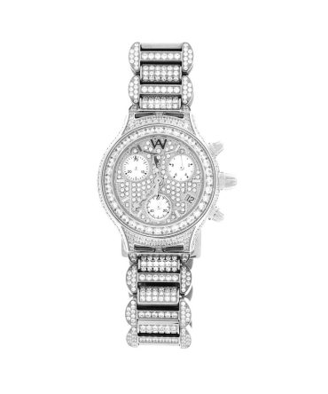 Aire Parlay Swiss Made Quartz Chronograph Full Diamond Womens Watch