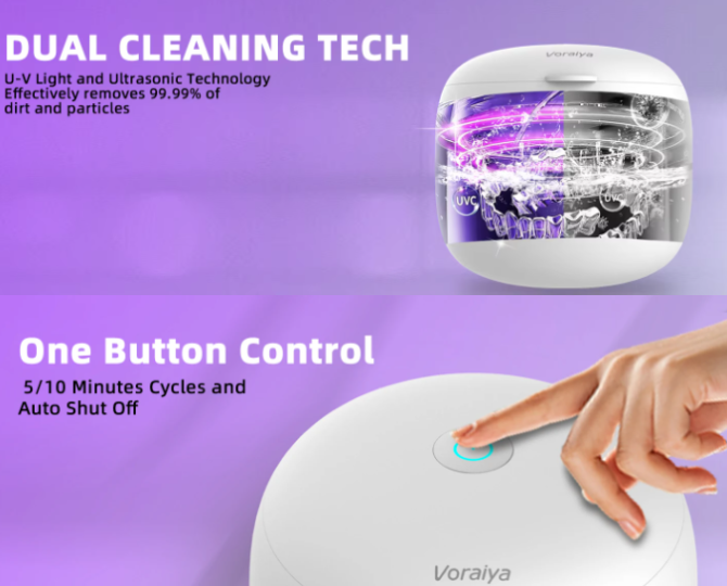 Ultrasonic UV Cleaner for Jewelry, Dentures & More – 360° Deep Cleaning with 99.99% Sterilization